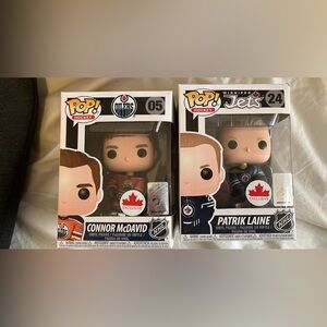 Funko Pop Hockey Figures with Red and Blue Accents